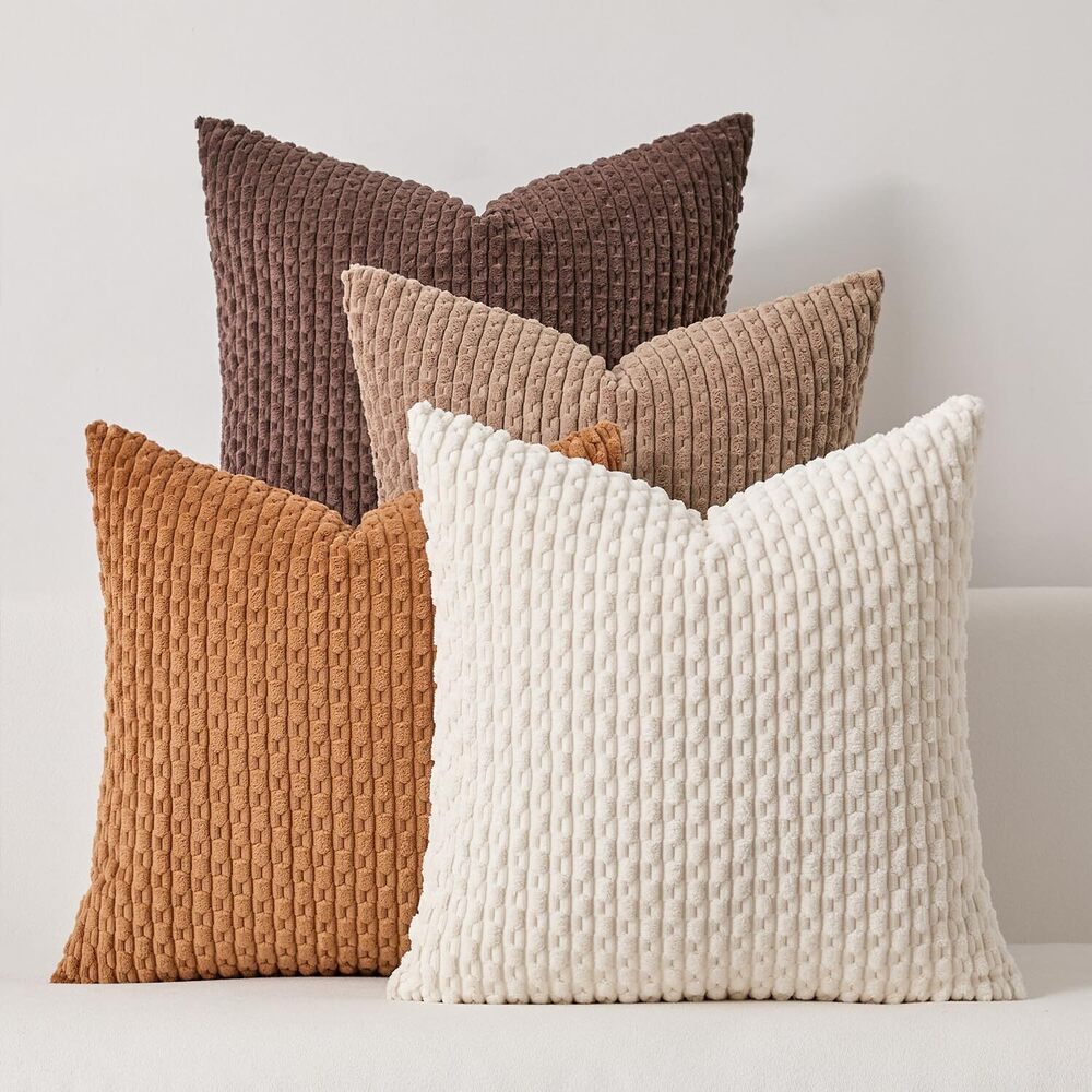 6311 Kevin Textile Decorative Pillow Covers 16x16 Inch Set of 4 Soft Boho